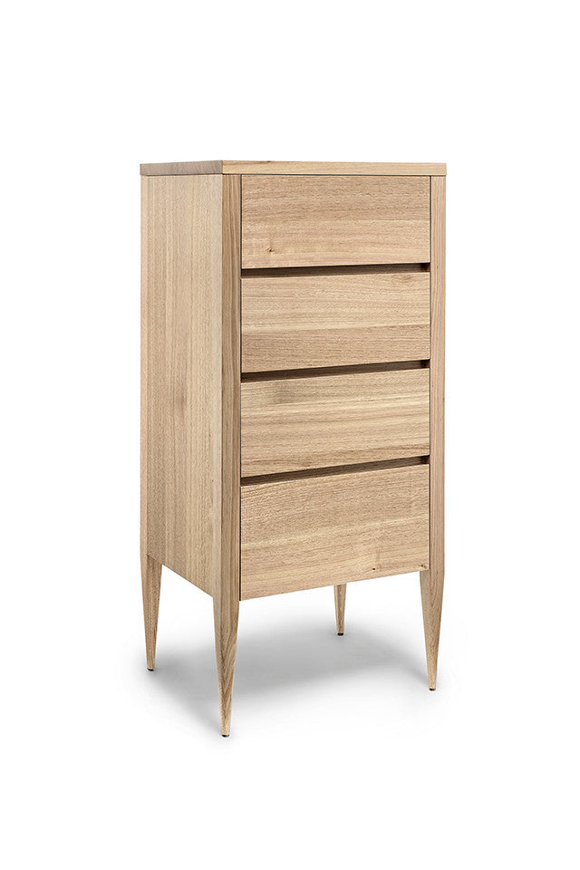 Deco Chest of Drawers - Dellis Furniture 4 Drawer Tallboy 600 x 450 x 1255 / Tasmanian Oak / Clear Lacquer - 5