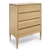 Deco Chest of Drawers - Dellis Furniture 4 Drawer Tallboy 900X480X1255 / American Oak / Clear Lacquer - 7