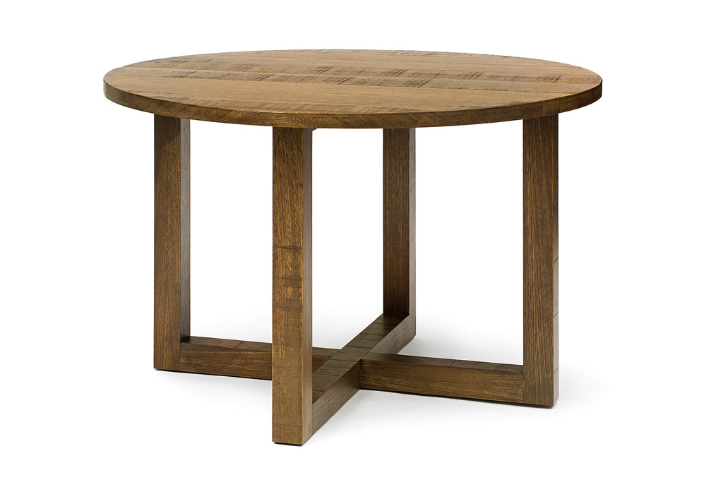 Round Thick Cross Leg Dining Table - Dellis Furniture 1200 Dia x 760 / Tasmanian Oak / Whitewash